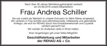 Traueranzeige von Andrea Schiller von Frankenpost