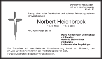 Traueranzeige von Norbert Heienbrock von Frankenpost