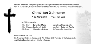 Traueranzeige von Christian Schramm von Neue Presse Coburg