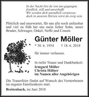 Traueranzeige von Günter Möller von Südthüringer Presse