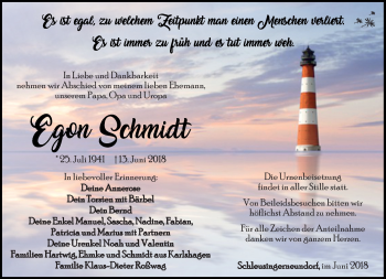 Traueranzeige von Egon Schmidt von Südthüringer Presse