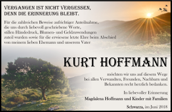 Traueranzeige von Kurt Hoffmann von Südthüringer Presse