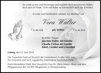 Traueranzeige von Vera Walter von Neue Presse Coburg