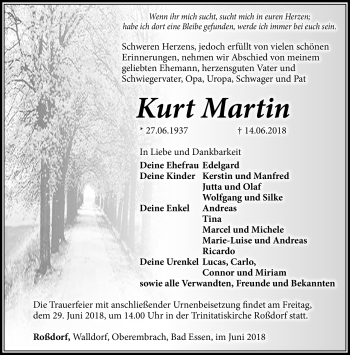 Traueranzeige von Kurt Martin von Südthüringer Presse