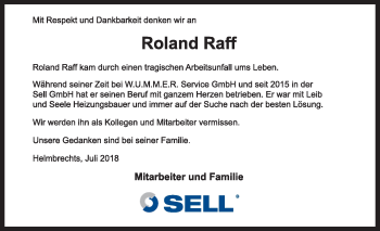Traueranzeige von Roland Raff von Frankenpost