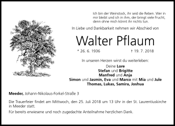 Traueranzeige von Walter Pflaum von Neue Presse Coburg