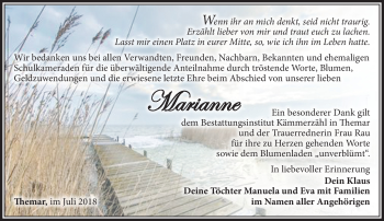 Traueranzeige von Marianne Steitz von Südthüringer Presse