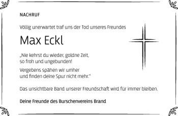 Traueranzeige von Max Eckl von Frankenpost
