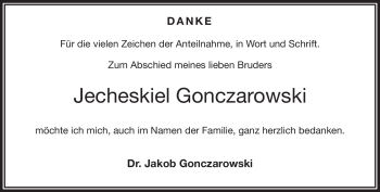 Traueranzeige von Jecheskiel Gonczarowski von Frankenpost