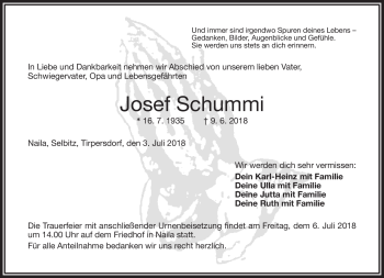 Traueranzeige von Josef Schummi von Frankenpost