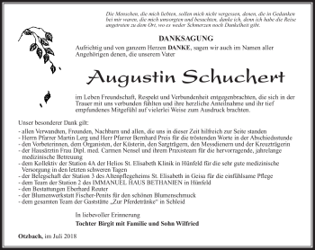 Traueranzeige von Augustin Schuchert von Südthüringer Presse
