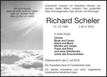 Traueranzeige von Richard Scheler von Neue Presse Coburg