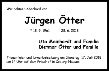 Traueranzeige von Jürgen Ötter von Neue Presse Coburg