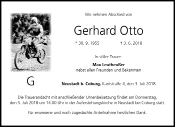 Traueranzeige von Gerhard Otto von Neue Presse Coburg