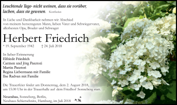 Traueranzeige von Herbert Friedrich von Südthüringer Presse