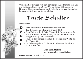 Traueranzeige von Trude Schuller von Südthüringer Presse