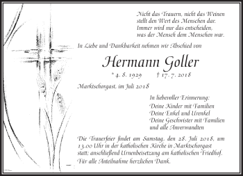 Traueranzeige von Hermann Goller von Frankenpost