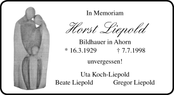 Traueranzeige von Horst Liepold von Neue Presse Coburg