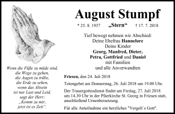 Traueranzeige von August Stumpf von Neue Presse Coburg