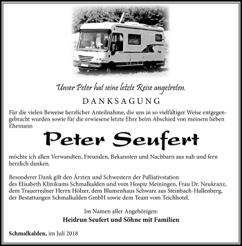 Traueranzeige von Peter Seufert von Südthüringer Presse