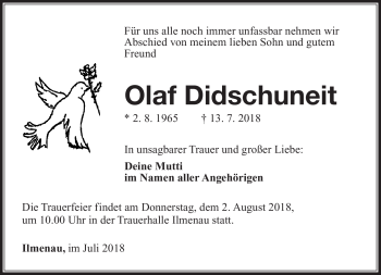 Traueranzeige von Olaf Didschuneit von Südthüringer Presse