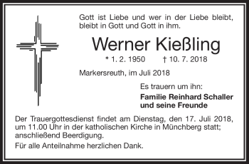 Traueranzeige von Werner Kießling von Frankenpost