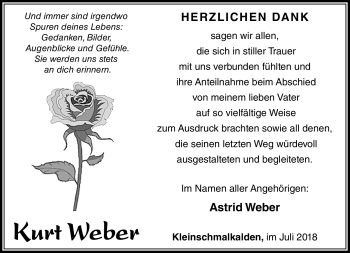 Traueranzeige von Kurt Weber von Südthüringer Presse