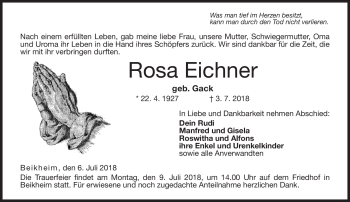 Traueranzeige von Rosa Eichner von Neue Presse Coburg