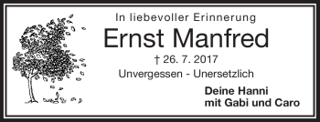 Traueranzeige von Manfred ERnst von Frankenpost