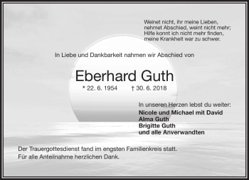 Traueranzeige von Eberhard Guth von Frankenpost