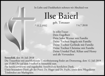 Traueranzeige von Ilse Baierl von Neue Presse Coburg