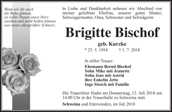 Traueranzeige von Brigitte Bischof von Südthüringer Presse