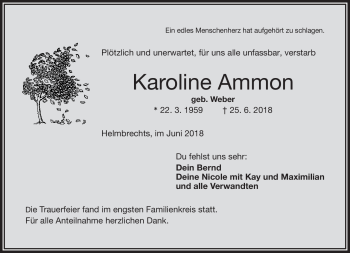 Traueranzeige von Karoline Ammon von Frankenpost