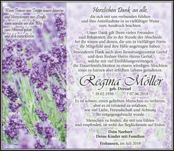 Traueranzeige von Regina Möller von Südthüringer Presse