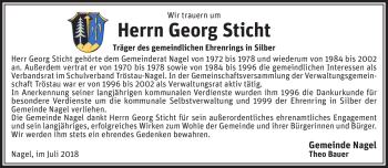Traueranzeige von Georg Sticht von Frankenpost