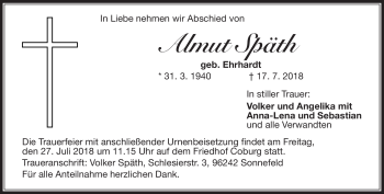 Traueranzeige von Almut Späth von Neue Presse Coburg