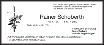 Traueranzeige von Rainer Schoberth von Frankenpost