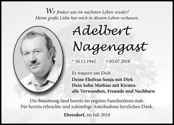 Traueranzeige von Adelbert Nagengast von Neue Presse Coburg