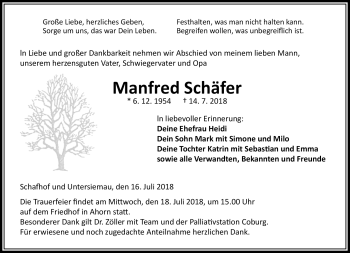 Traueranzeige von Manfred Schäfer von Neue Presse Coburg