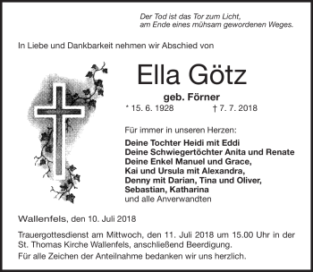 Traueranzeige von Ella Götz von Neue Presse Coburg