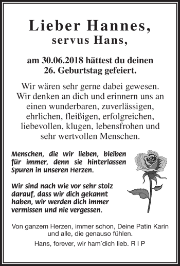 Traueranzeige von Hannes Na von Frankenpost
