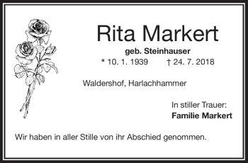 Traueranzeige von Rita Markert von Frankenpost