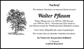 Traueranzeige von Walter Pflaum von Neue Presse Coburg