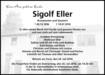 Traueranzeige von Sigolf Eller von Neue Presse Coburg