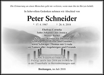 Traueranzeige von Peter Schneider von Südthüringer Presse