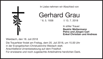 Traueranzeige von Gerhard Grau von Neue Presse Coburg