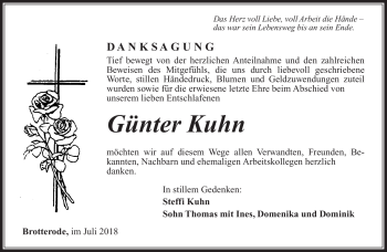 Traueranzeige von Günter Kuhn von Südthüringer Presse