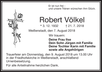 Traueranzeige von Robert Völkel von Frankenpost
