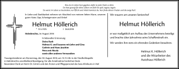 Traueranzeige von Helmut Höllerich von Frankenpost