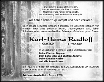 Traueranzeige von Karl-Heinz Radloff von Südthüringer Presse
